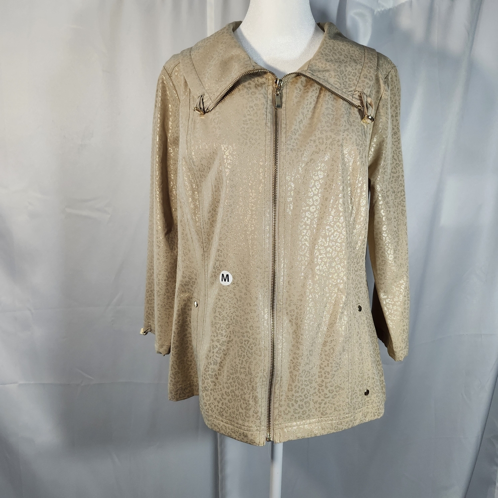 Laura Ashley Size Medium Gold Leopard Print Cape Jacket